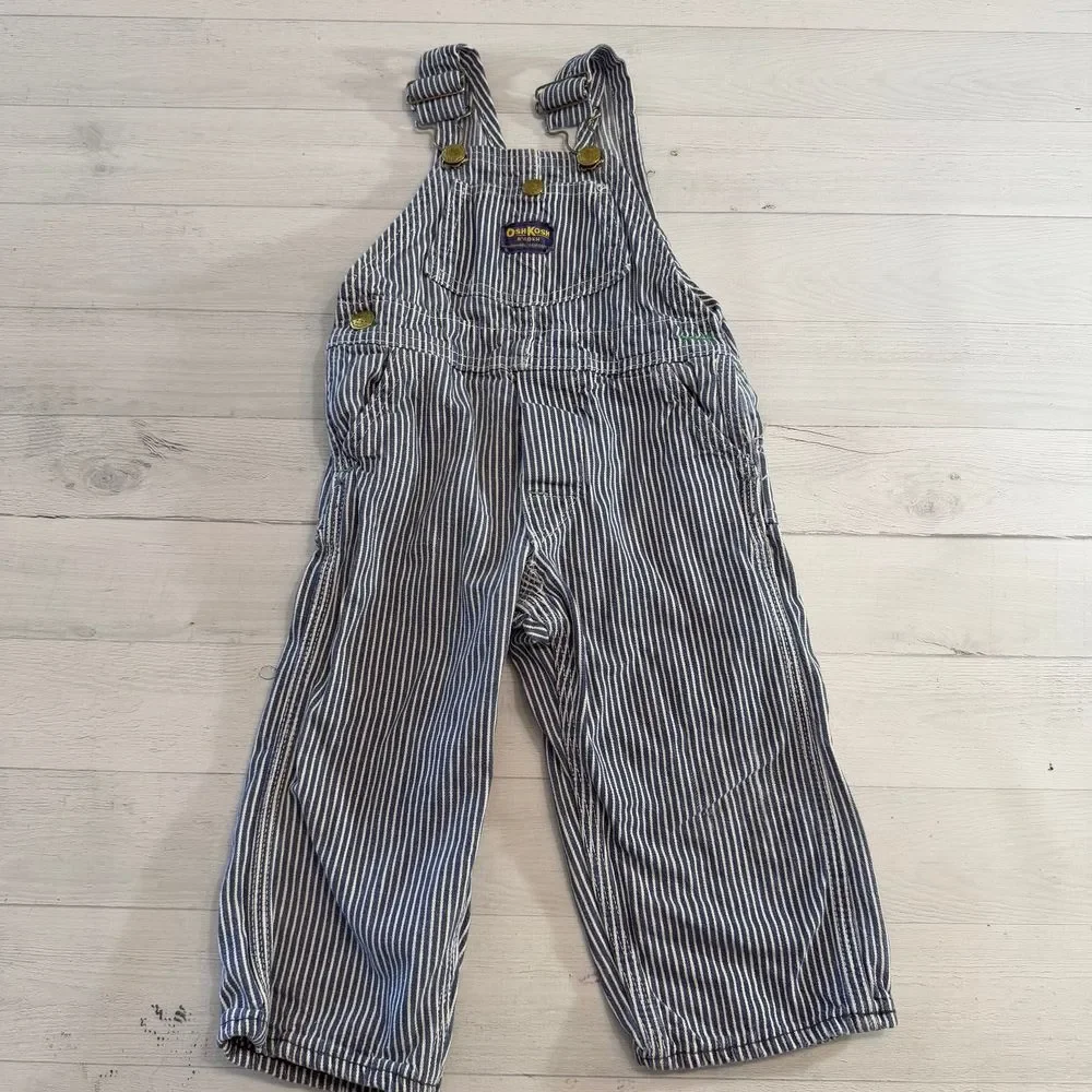 OshKosh B'Gosh vintage railroad stripe toddler overalls